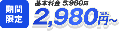 基本料金5,980円が期間限定2,980円〜